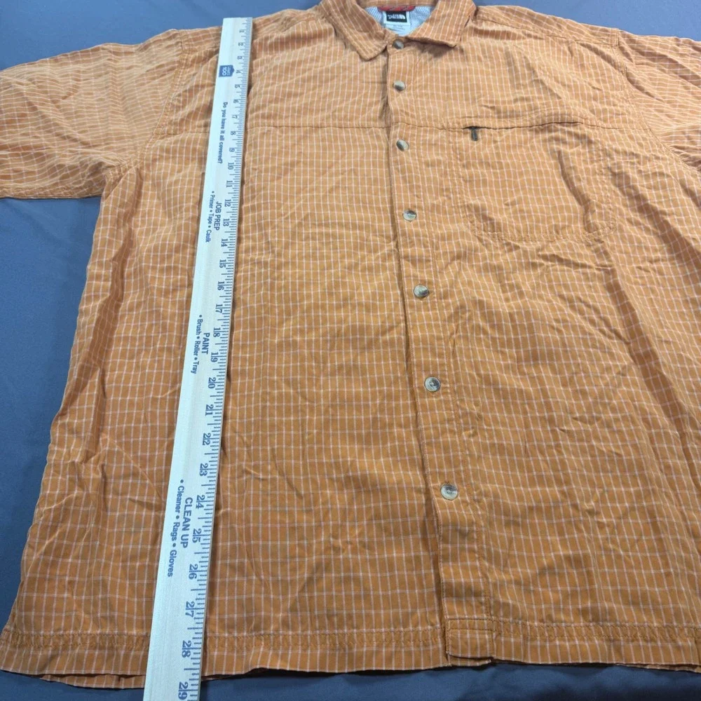 The North Face Mens XL Orange Plaid Short Sleeve Button Down Shirt